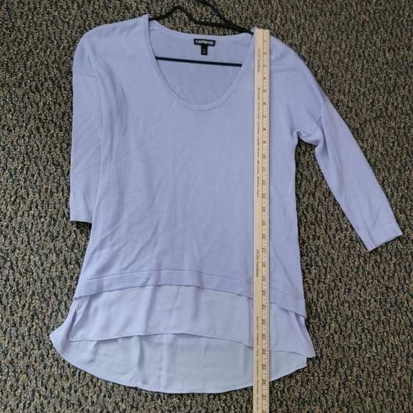 Express Lavender Scoop Neck Ruffle Hem Tunic Sweater Size XS - Picture 6 of 15